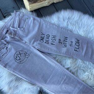 😎American Eagle Custom Graffiti Jeans Women’s 8 Low Rise Super Stretch